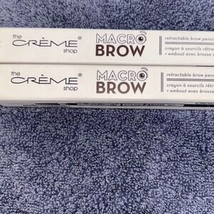 The Crème Shop Macro Brow Ebony‎ Retractable Brow Pencil + Spoolie Brush x2